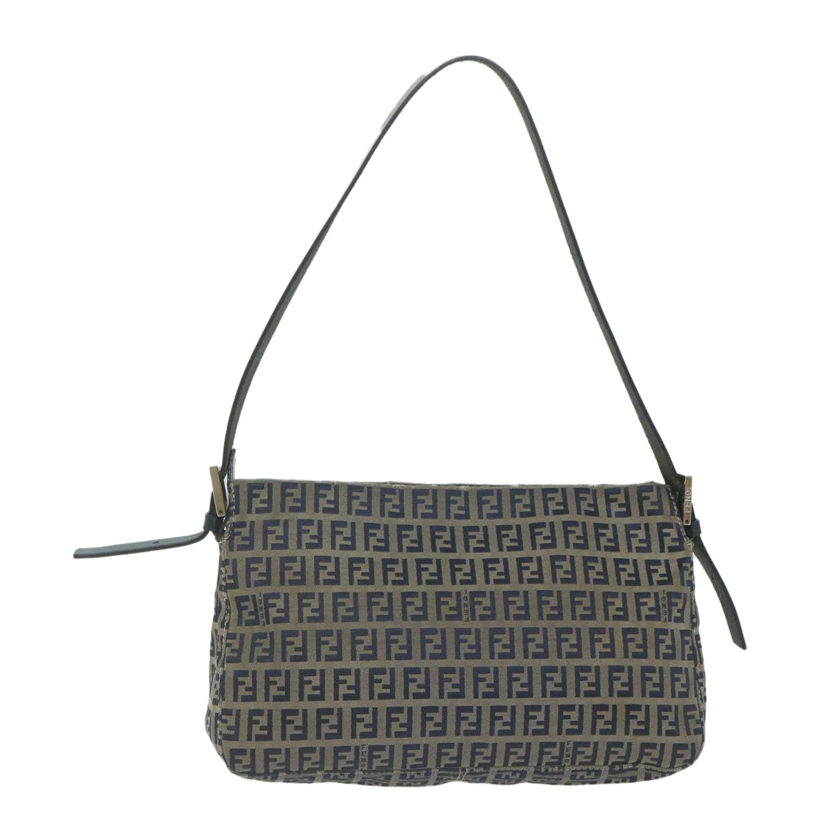 FENDI Zucchino Canvas Mamma Baguette Shoulder Bag Navyep2842