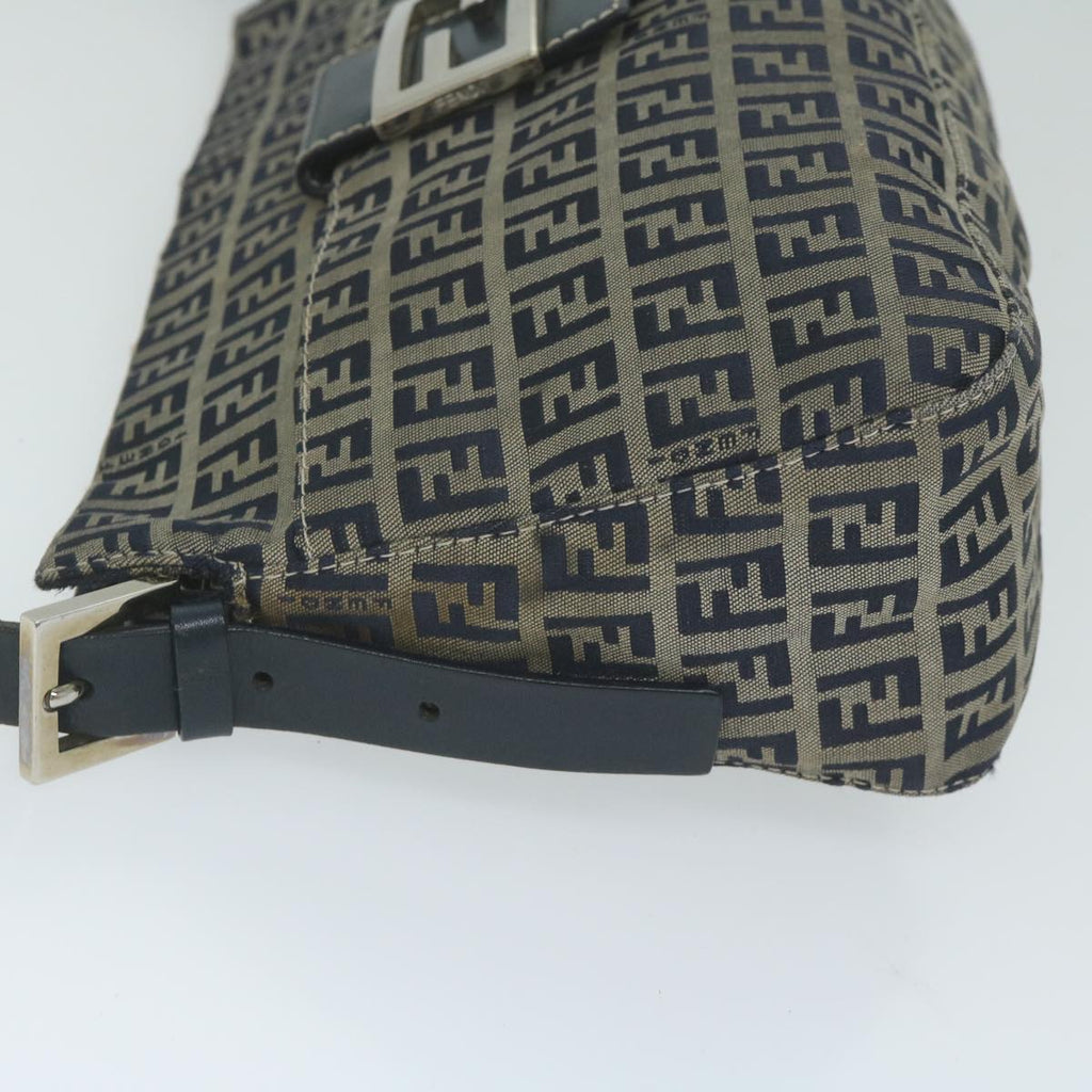 FENDI Zucchino Canvas Mamma Baguette Shoulder Bag Navyep2842