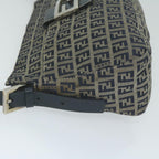 FENDI Zucchino Canvas Mamma Baguette Shoulder Bag Navyep2842