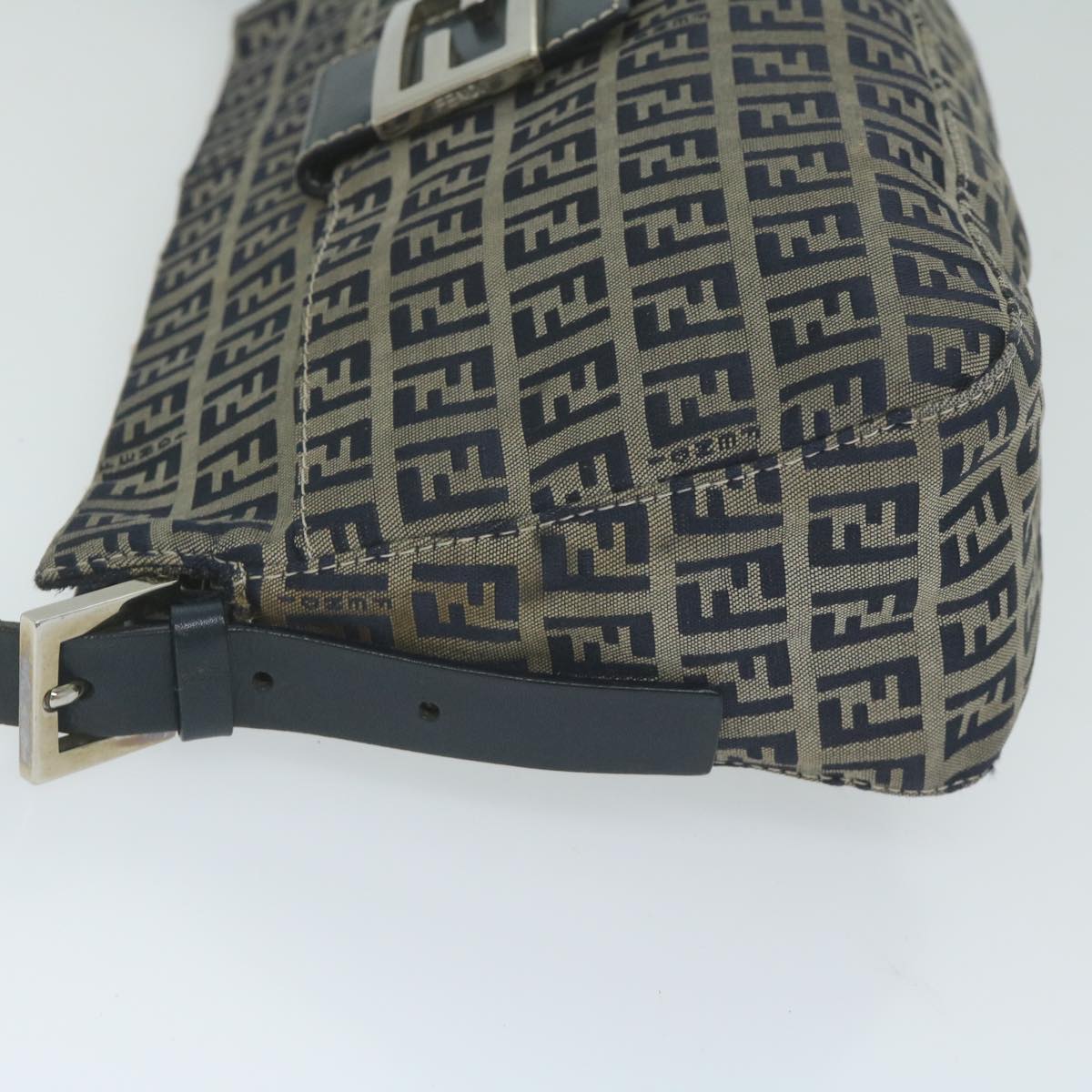 FENDI Zucchino Canvas Mamma Baguette Shoulder Bag Navyep2842