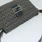 FENDI Zucchino Canvas Mamma Baguette Shoulder Bag Navyep2842