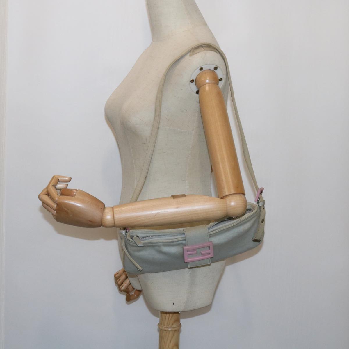 FENDI Mamma Baguette Shoulder Bag Cotton White 2354 26685 008ep2844