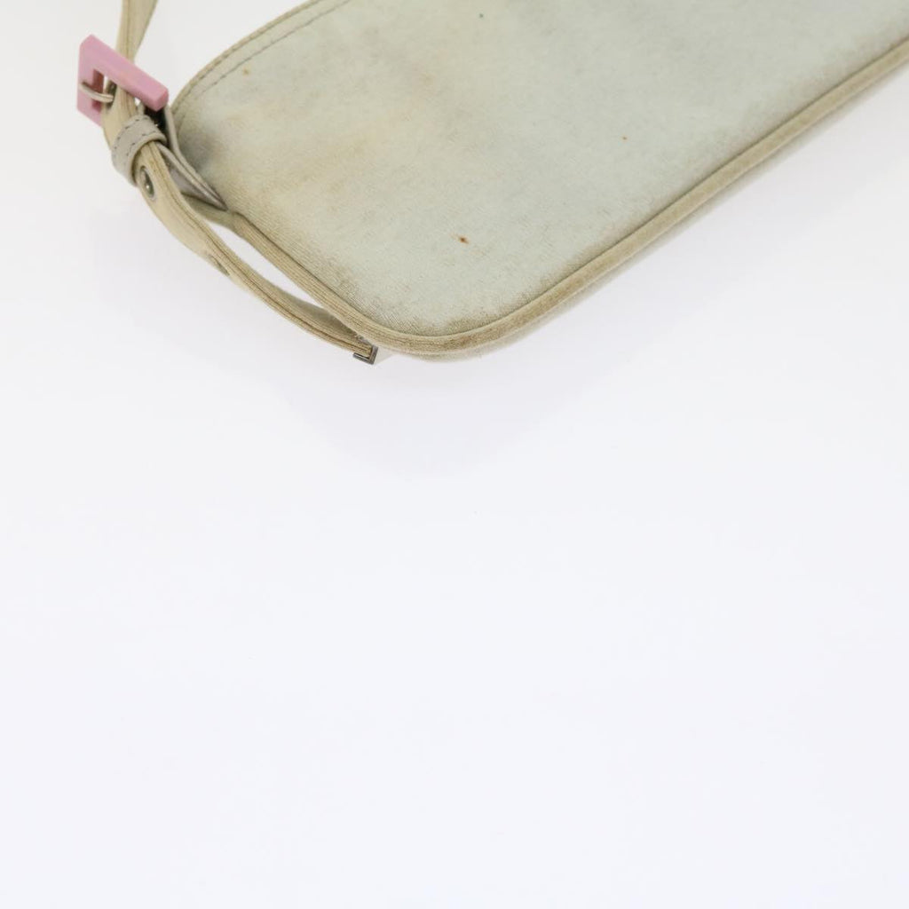 FENDI Mamma Baguette Shoulder Bag Cotton White 2354 26685 008ep2844