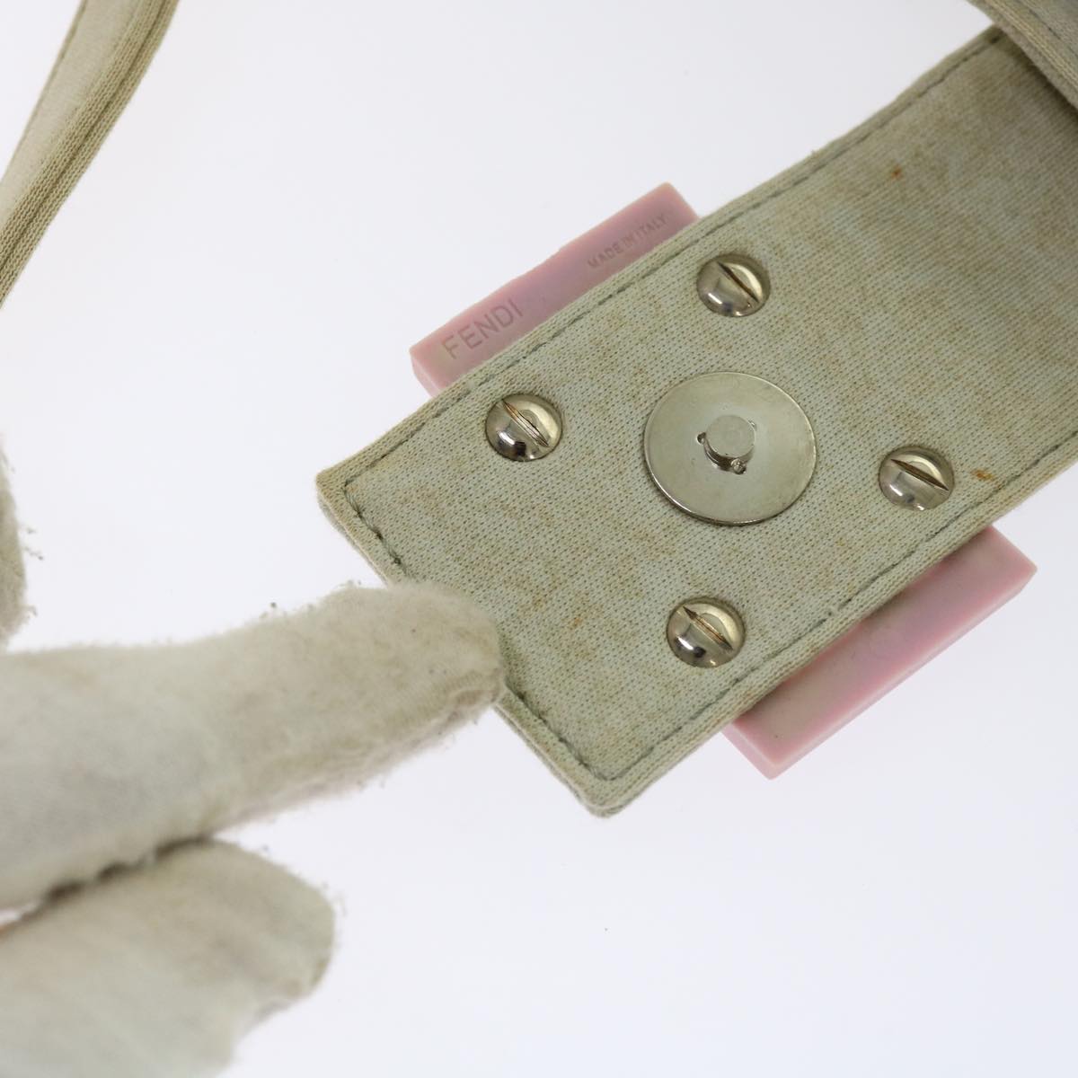 FENDI Mamma Baguette Shoulder Bag Cotton White 2354 26685 008ep2844