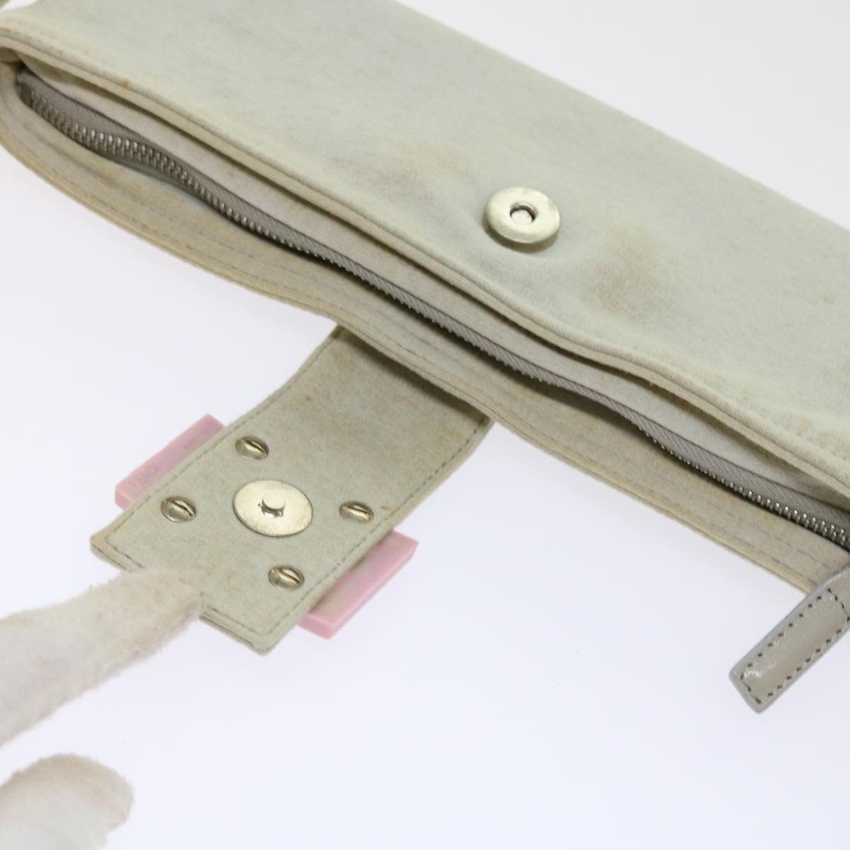 FENDI Mamma Baguette Shoulder Bag Cotton White 2354 26685 008ep2844