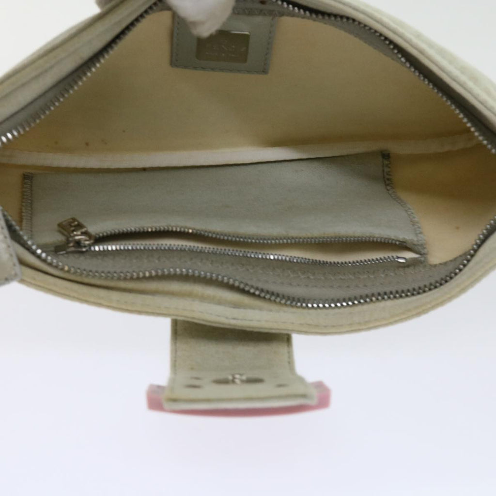 FENDI Mamma Baguette Shoulder Bag Cotton White 2354 26685 008ep2844