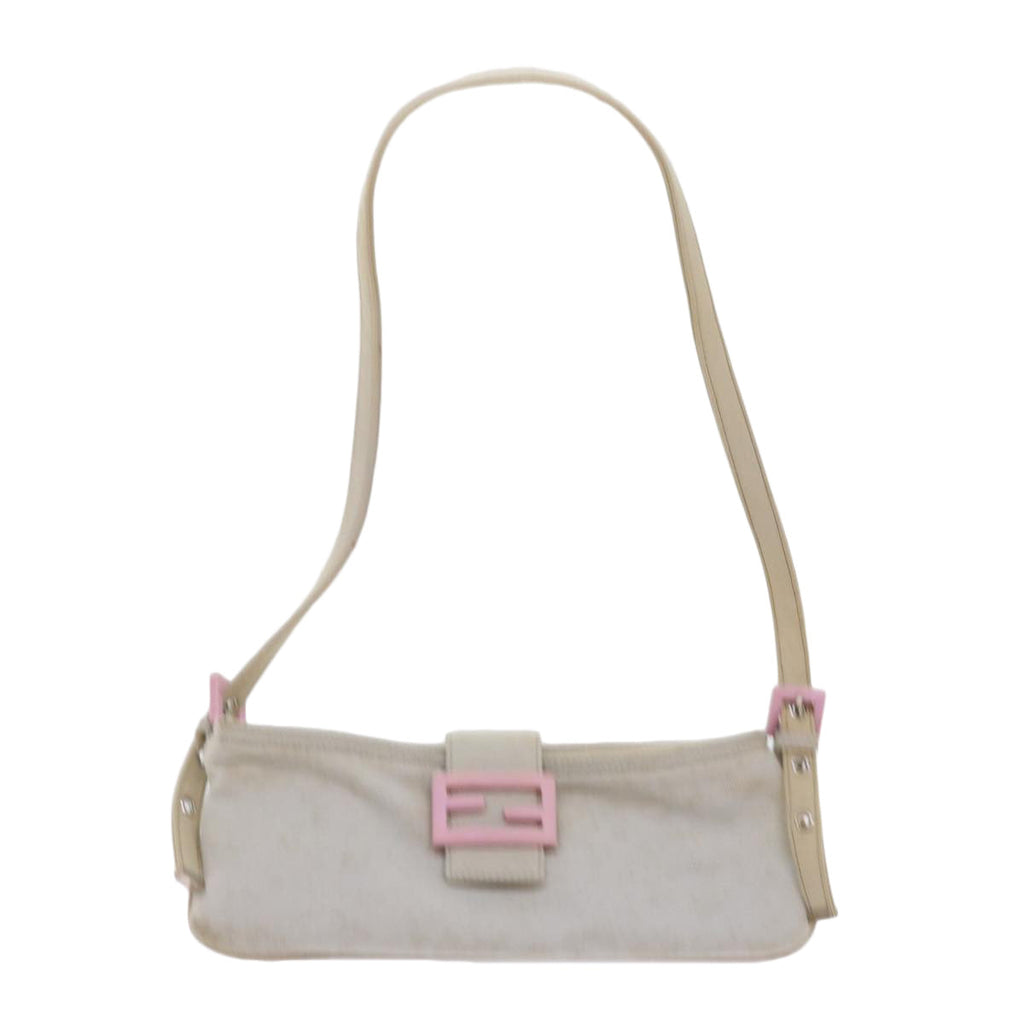 FENDI Mamma Baguette Shoulder Bag Cotton White 2354 26685 008ep2844