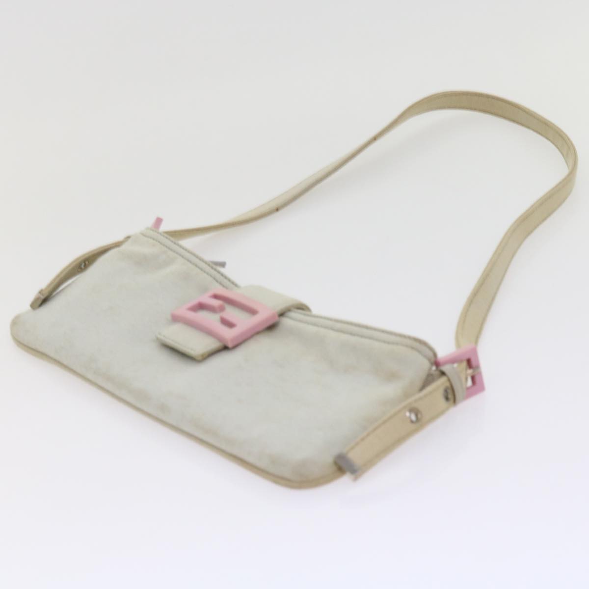 FENDI Mamma Baguette Shoulder Bag Cotton White 2354 26685 008ep2844