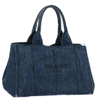 PRADA Canapa MM Hand Bag Canvas Blue  ep2855