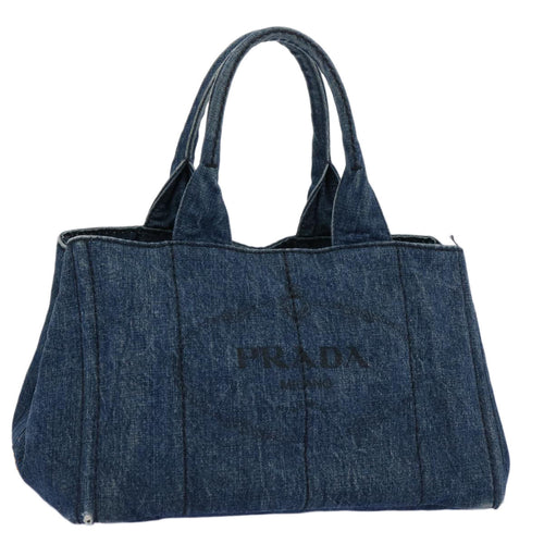 PRADA Canapa MM Hand Bag Canvas Blue  ep2855
