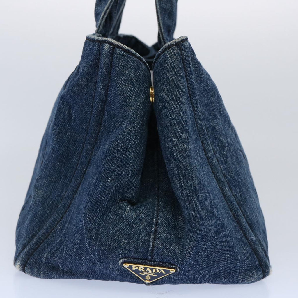 PRADA Canapa MM Hand Bag Canvas Blue  ep2855