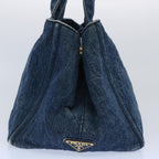 PRADA Canapa MM Hand Bag Canvas Blue  ep2855