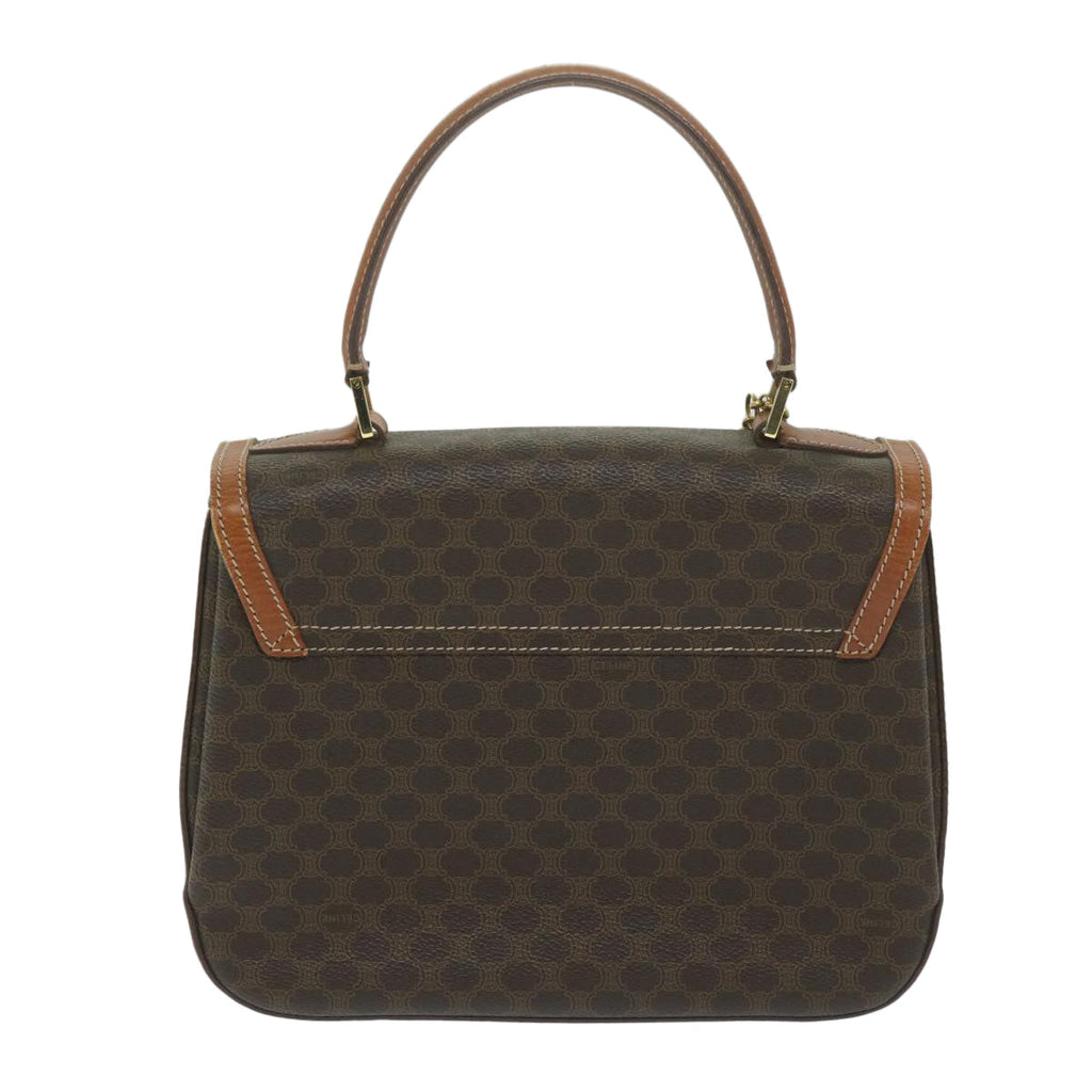 CELINE Macadam Canvas Hand Bag PVC Leather Brown Auth ep2930