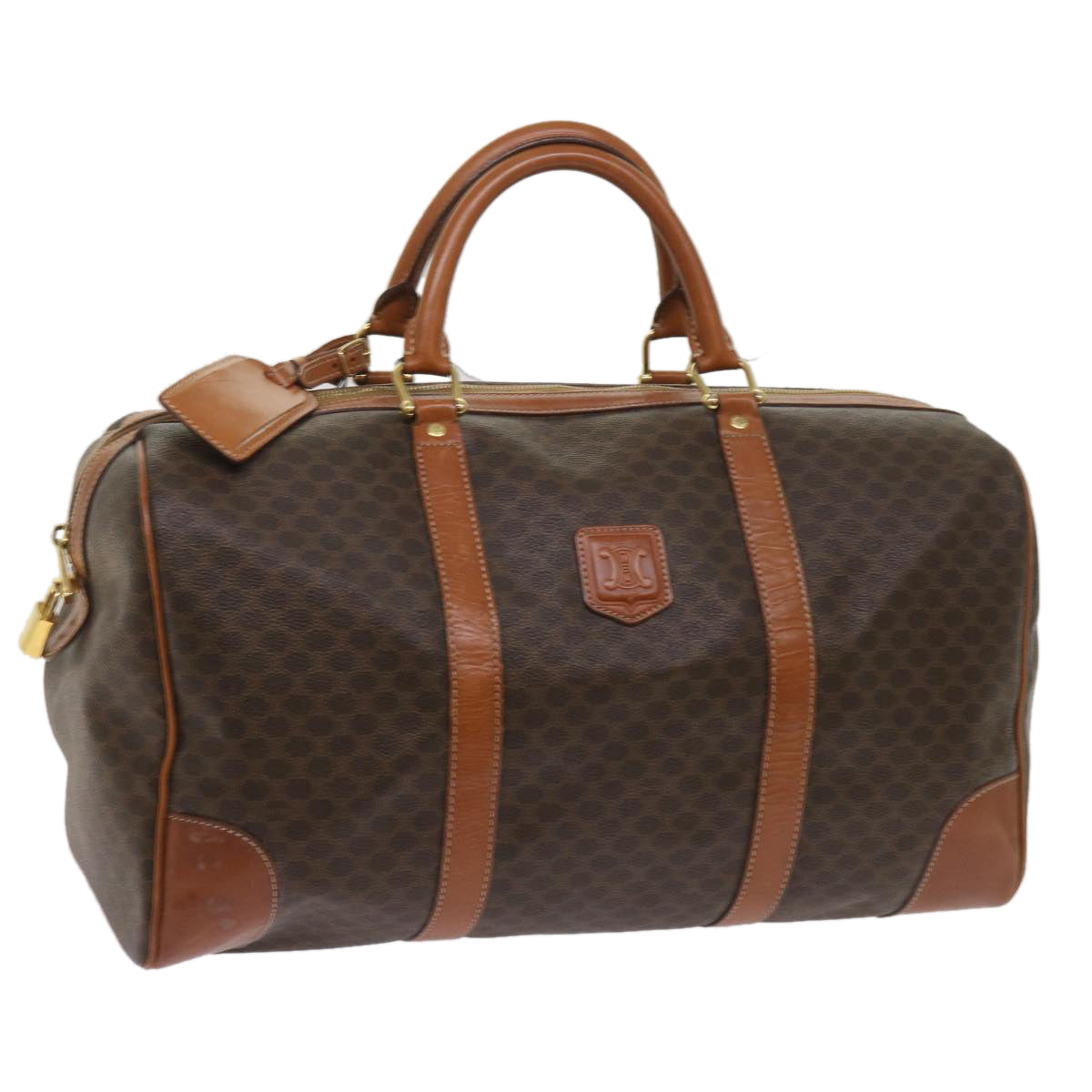 CELINE Macadam Canvas Boston Bag PVC Brown  ep2997