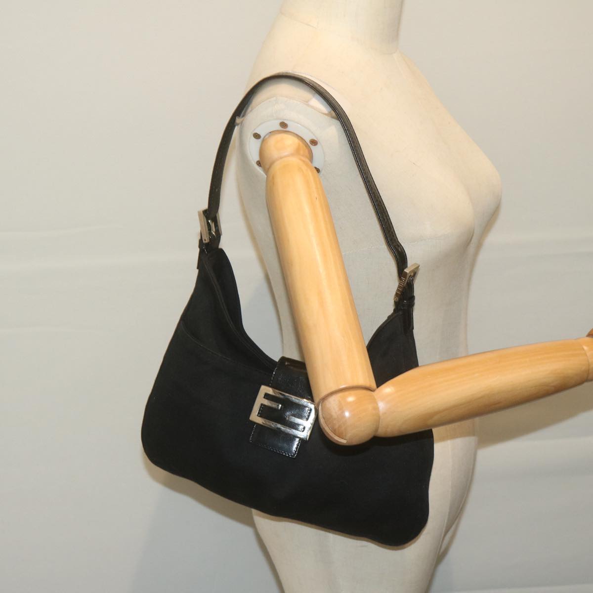FENDI Mamma Baguette Shoulder Bag Nylon Blackep3008