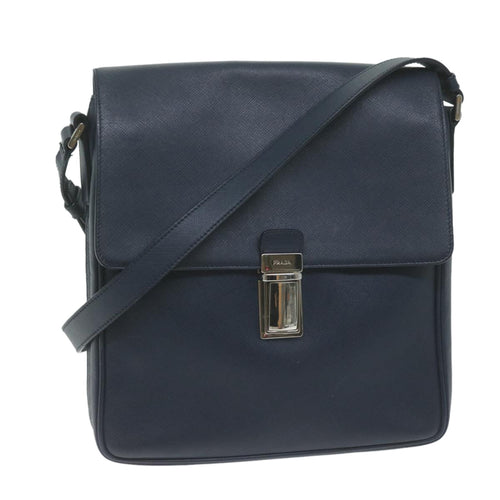 PRADA Shoulder Bag Safiano leather Navy  ep3022
