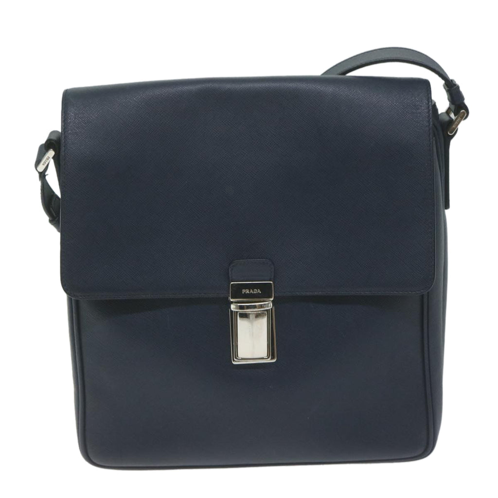 PRADA Shoulder Bag Safiano leather Navy  ep3022