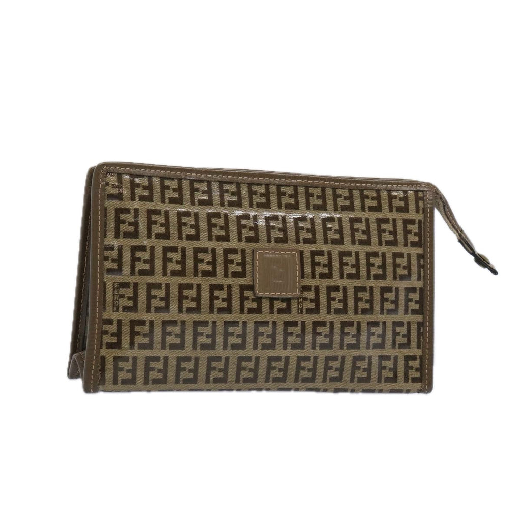FENDI Zucchino Canvas Pouch Brownep3045