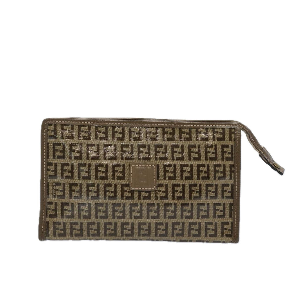 FENDI Zucchino Canvas Pouch Brownep3045