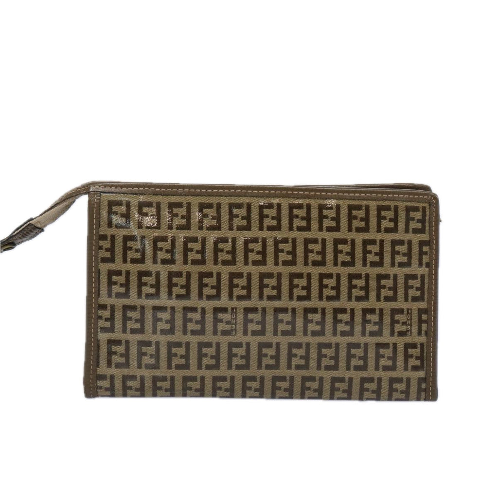 FENDI Zucchino Canvas Pouch Brownep3045