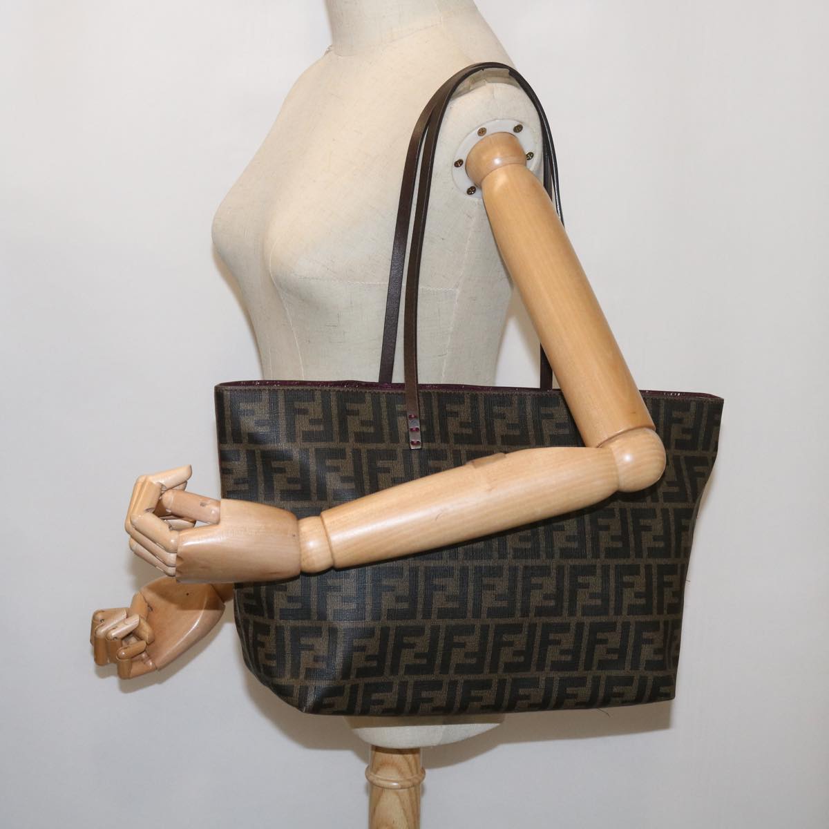 FENDI Zucca Canvas Tote Bag Black Brownep3087