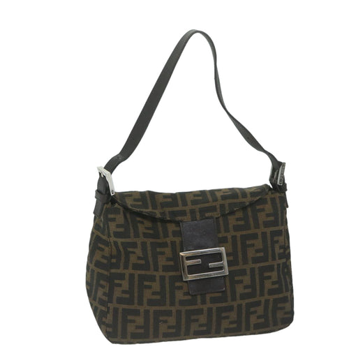 FENDI Zucca Canvas Mamma Baguette Shoulder Bag Brown Blackep3105