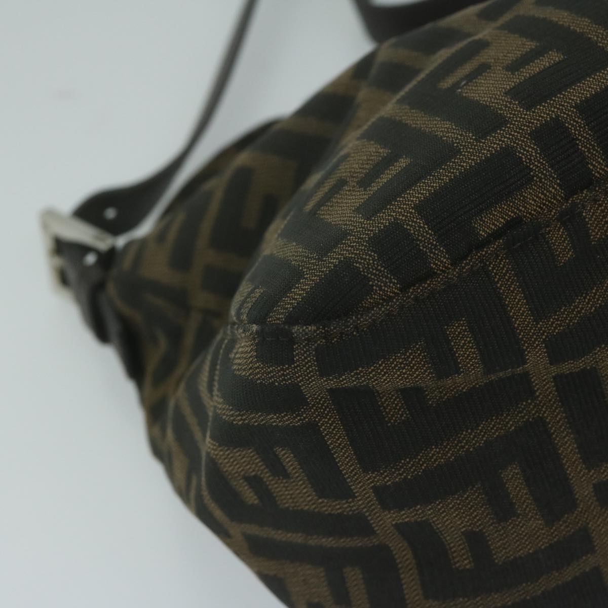 FENDI Zucca Canvas Mamma Baguette Shoulder Bag Brown Blackep3105