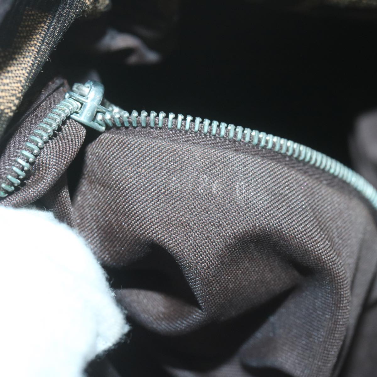 FENDI Zucca Canvas Mamma Baguette Shoulder Bag Brown Blackep3105