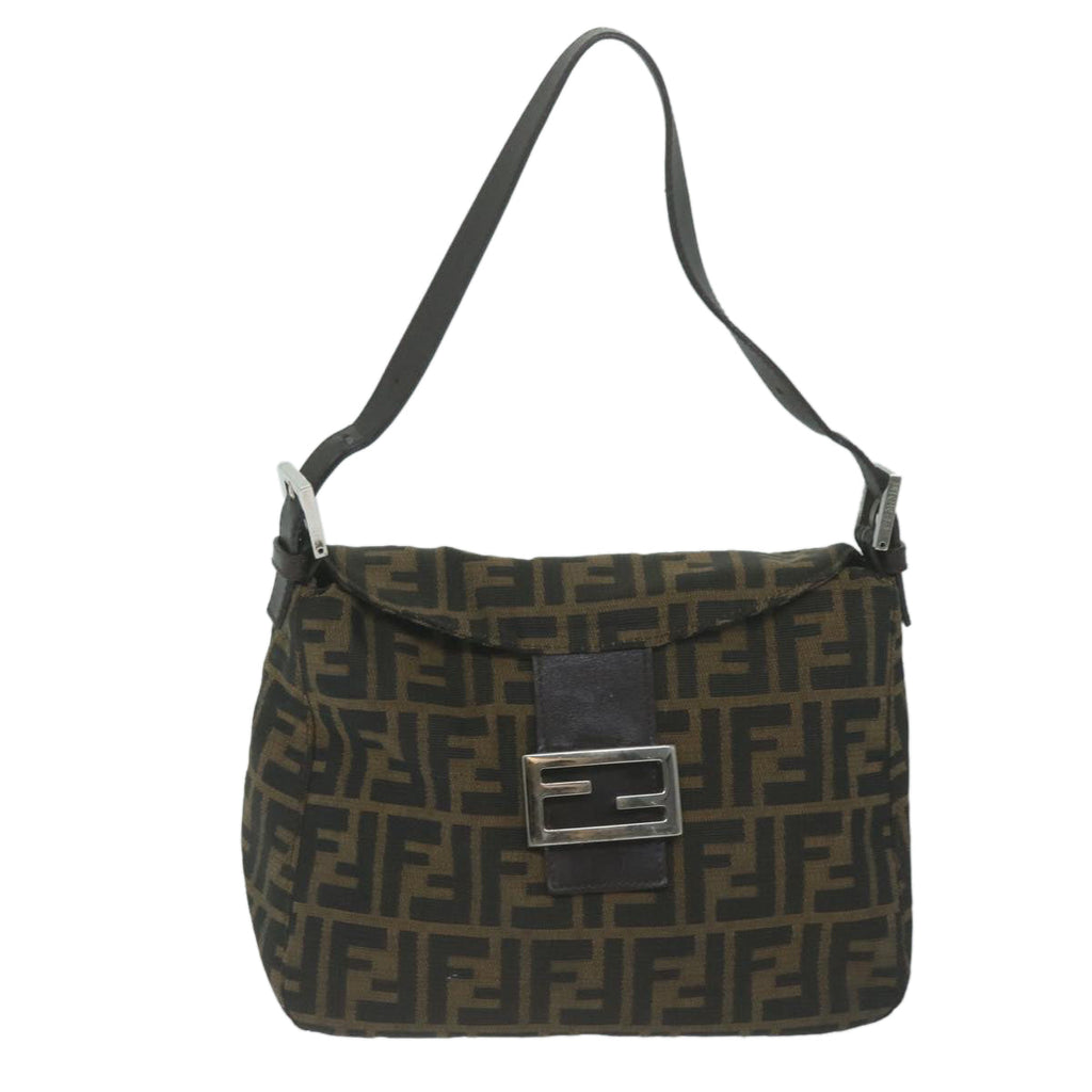 FENDI Zucca Canvas Mamma Baguette Shoulder Bag Brown Blackep3105