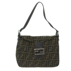 FENDI Zucca Canvas Mamma Baguette Shoulder Bag Brown Blackep3105