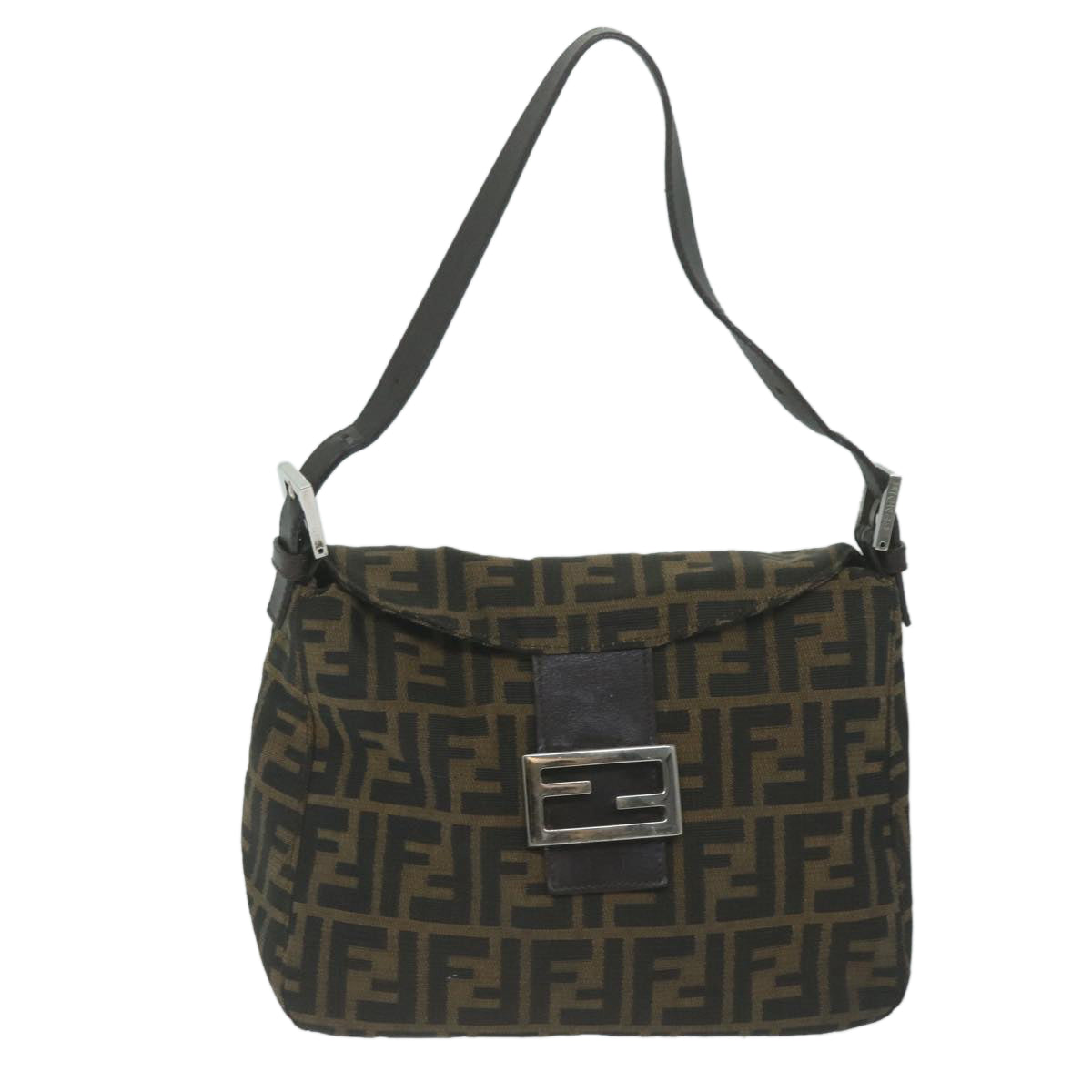 FENDI Zucca Canvas Mamma Baguette Shoulder Bag Brown Blackep3105