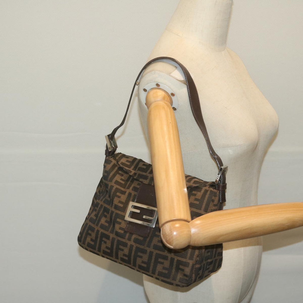FENDI Zucca Canvas Mamma Baguette Shoulder Bag Brown Blackep3105