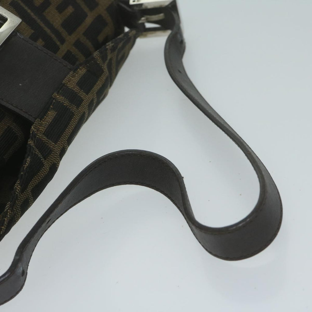 FENDI Zucca Canvas Mamma Baguette Shoulder Bag Brown Blackep3105