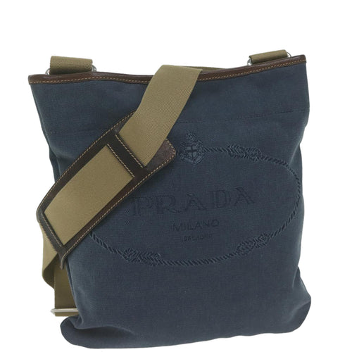 PRADA Shoulder Bag Canvas Navy  ep3115