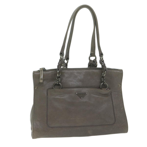 PRADA Shoulder Bag Leather Gray  ep3136