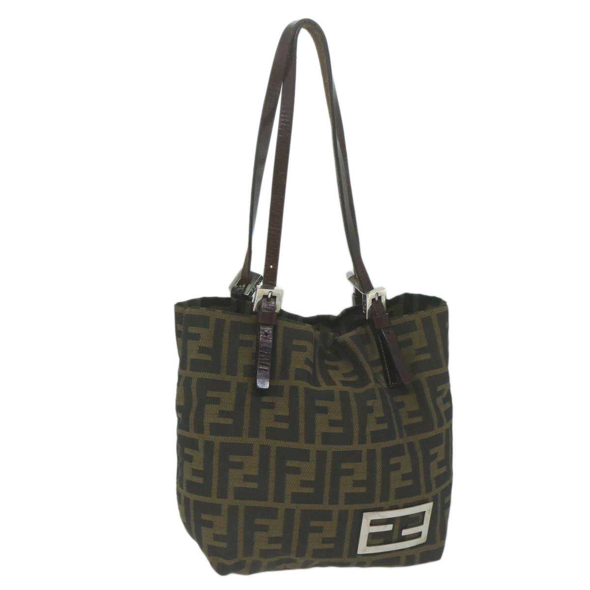 FENDI Zucca Canvas Hand Bag Black Brownep3201