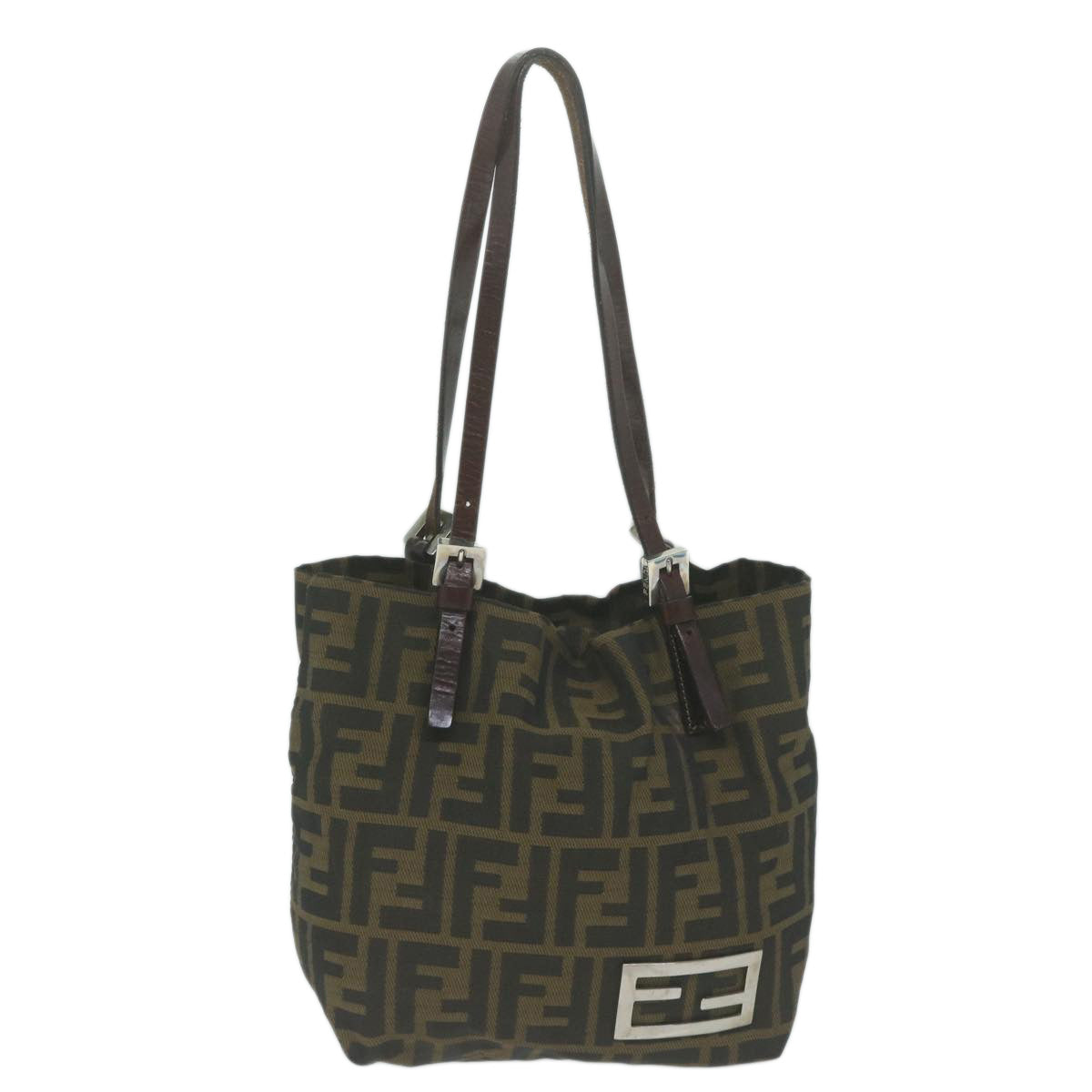 FENDI Zucca Canvas Hand Bag Black Brownep3201