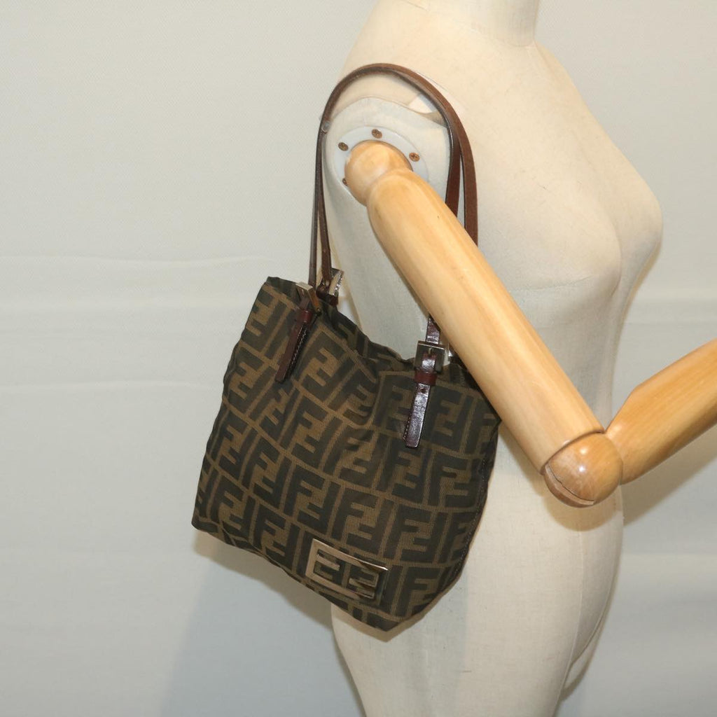 FENDI Zucca Canvas Hand Bag Black Brownep3201