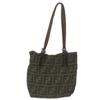 FENDI Zucca Canvas Hand Bag Black Brownep3201