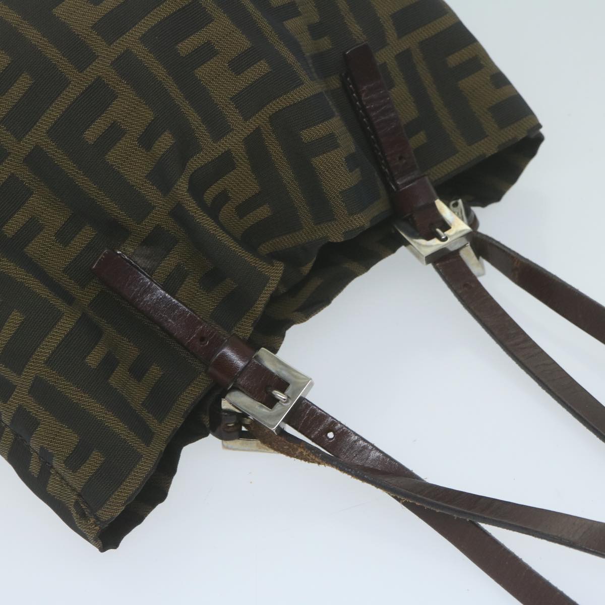 FENDI Zucca Canvas Hand Bag Black Brownep3201