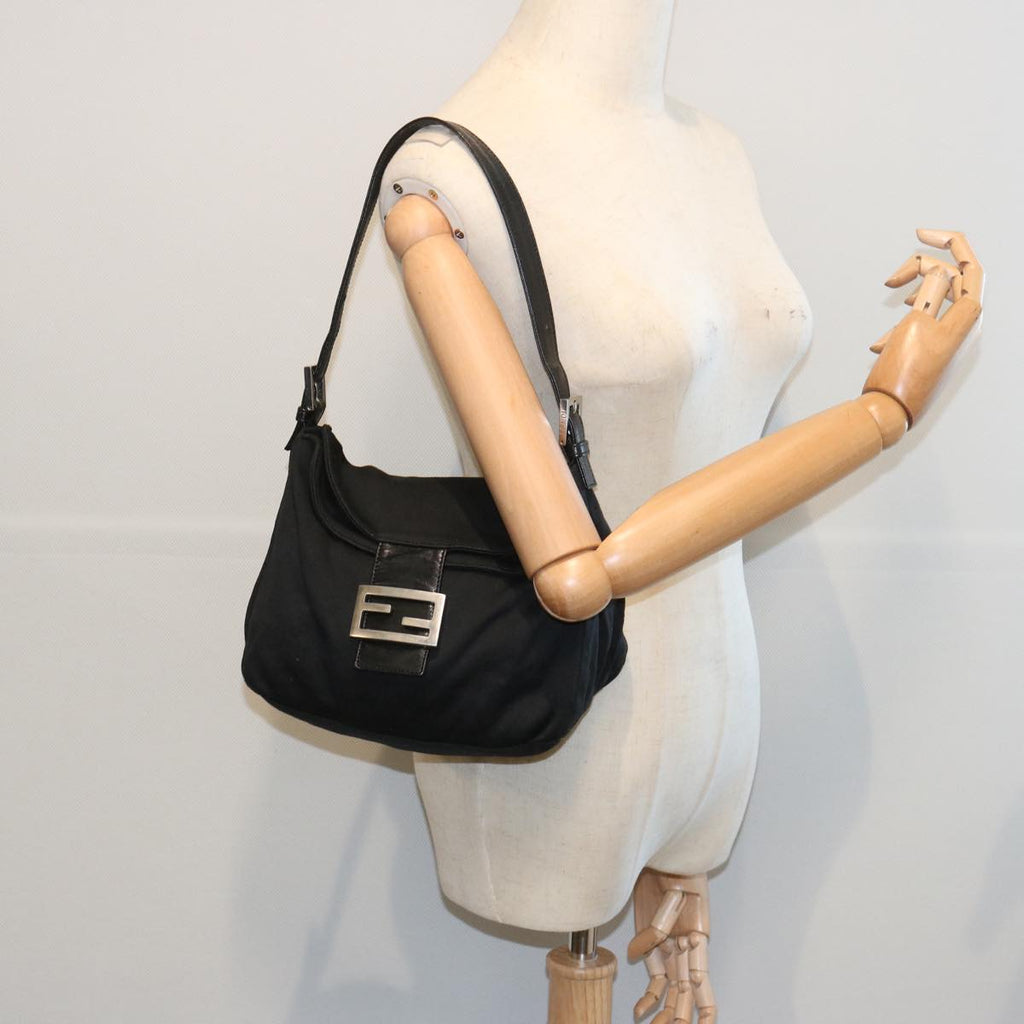 FENDI Mamma Baguette Shoulder Bag Nylon Blackep3241