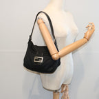 FENDI Mamma Baguette Shoulder Bag Nylon Blackep3241