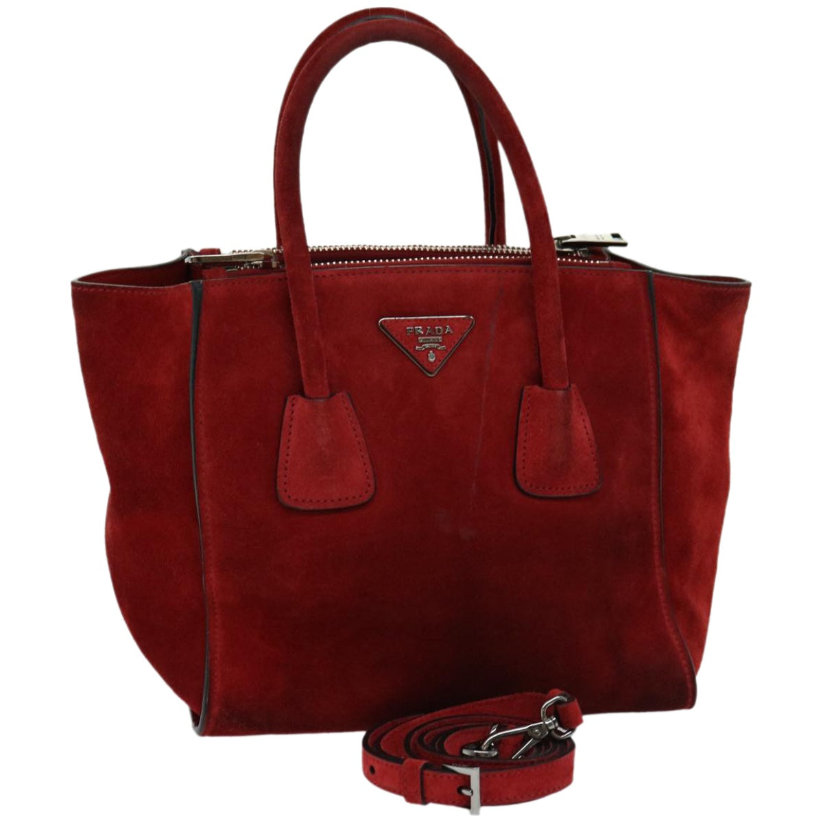 PRADA Hand Bag Suede 2way Red  ep3363