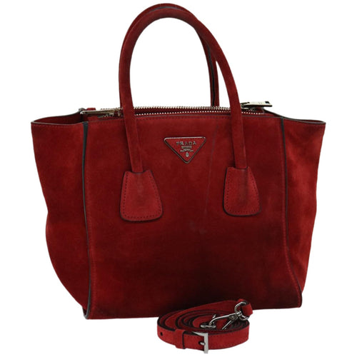 PRADA Hand Bag Suede 2way Red  ep3363