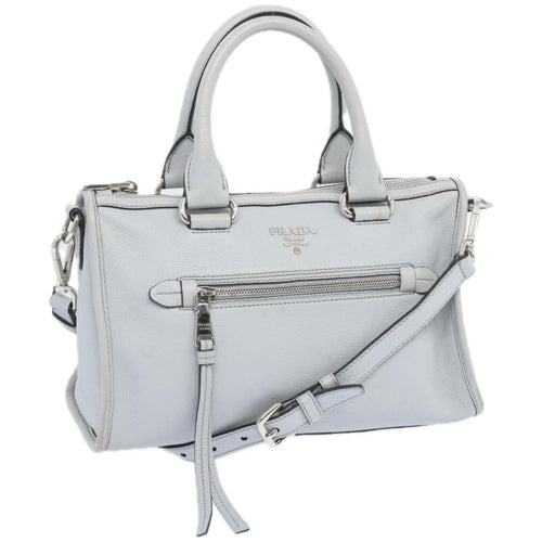 PRADA Hand Bag Leather 2way Gray  ep3471
