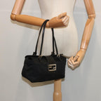FENDI Mamma Baguette Shoulder Bag Nylon Blackep3486