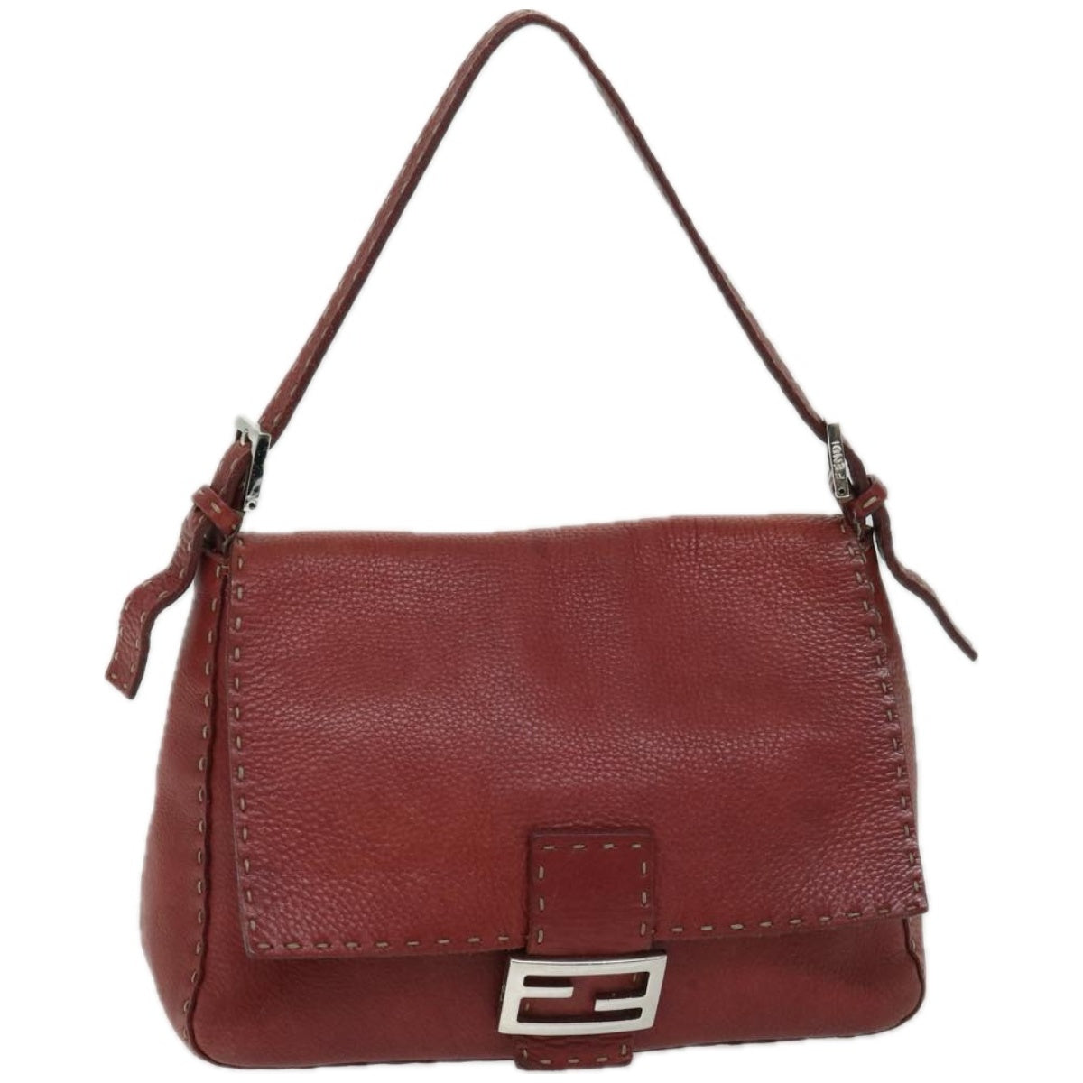 FENDI Mamma Baguette Shoulder Bag Leather Redep3505
