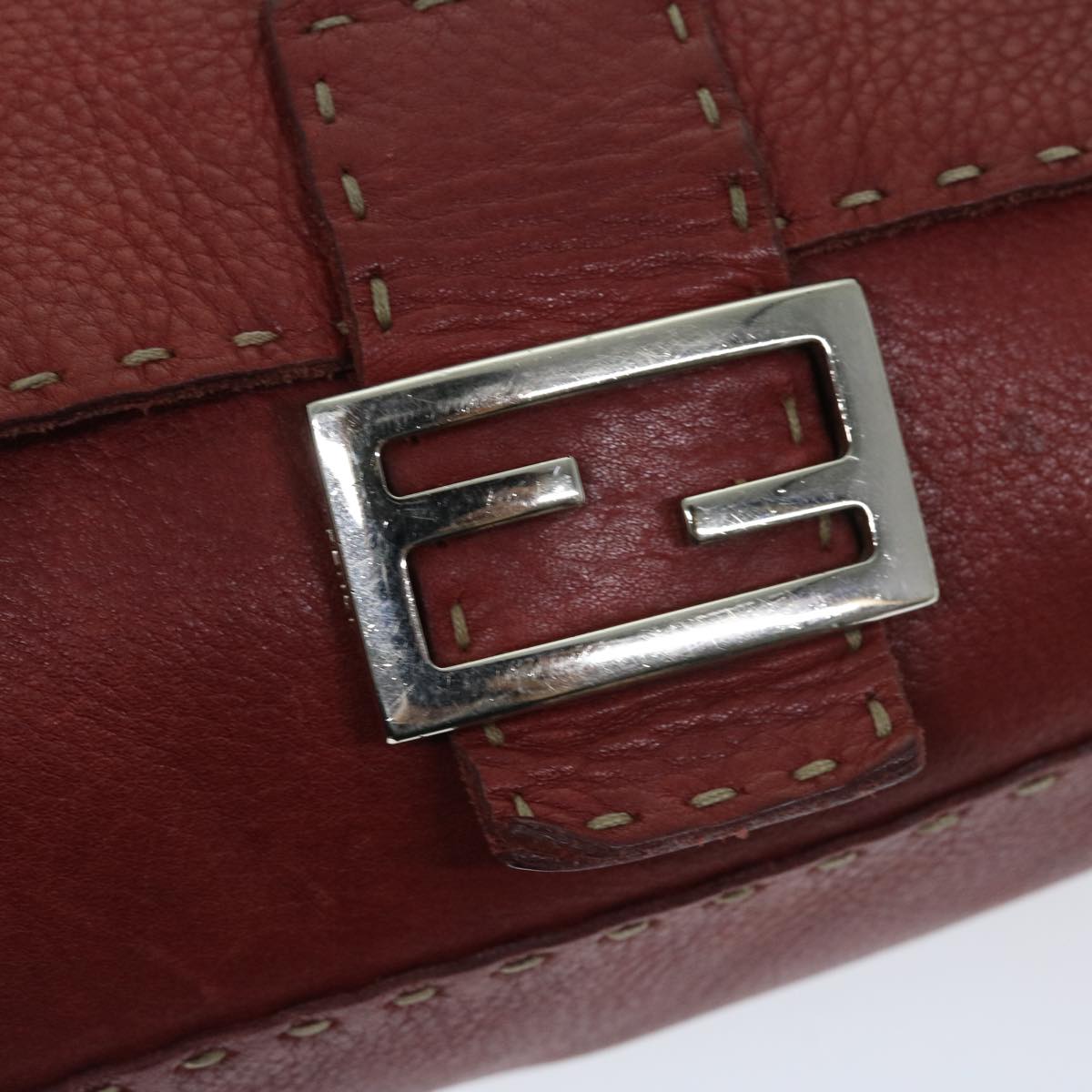 FENDI Mamma Baguette Shoulder Bag Leather Redep3505
