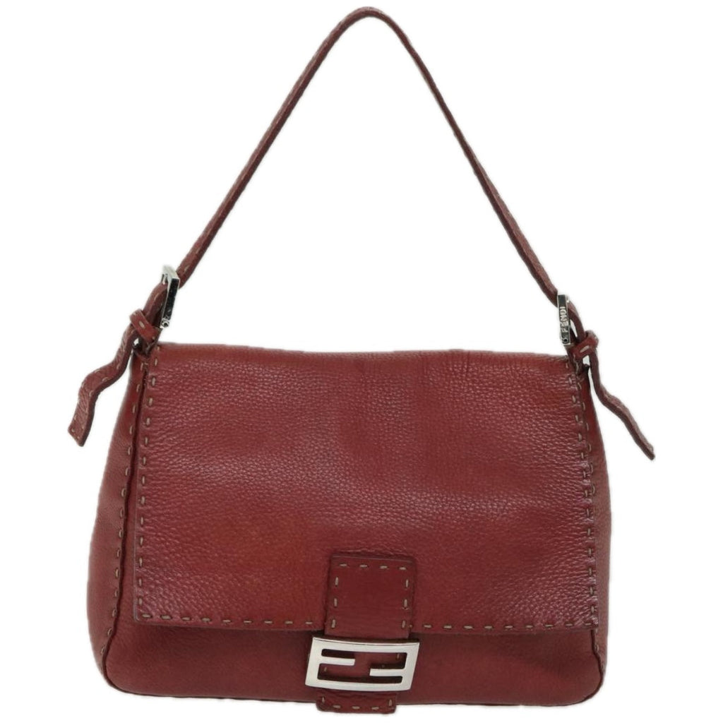 FENDI Mamma Baguette Shoulder Bag Leather Redep3505