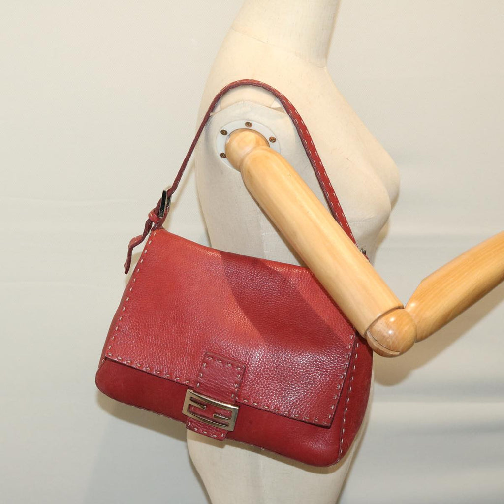 FENDI Mamma Baguette Shoulder Bag Leather Redep3505